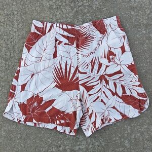 Madewell Women's Tropical Vacation High Waist Pull-On Bermuda Shorts Linen XL